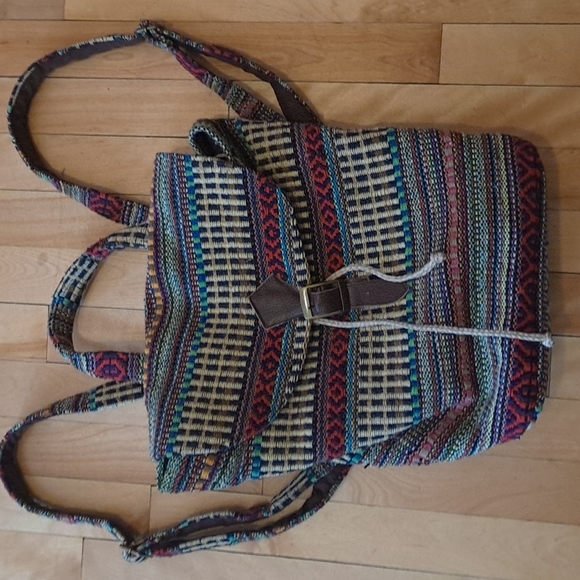 Bohemian woven multicolored backpack - Picture 2 of 11